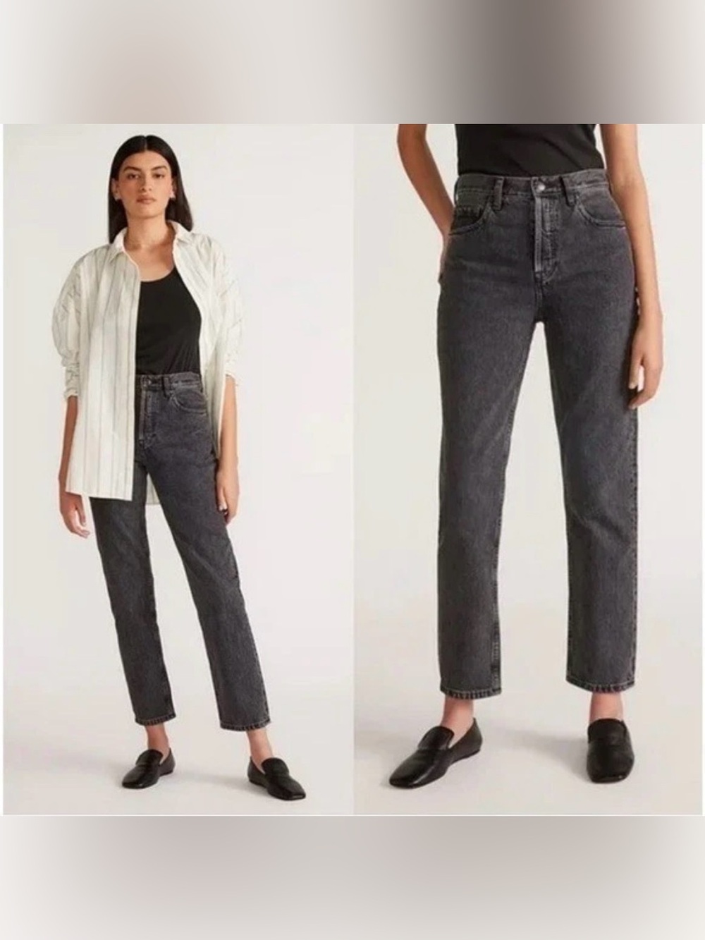 EVERLANE The Cheeky Bootcut Jean in Faded Black Size 27 Crop